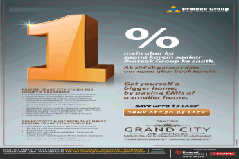 Pay just 1% and book your home in Prateek Grand City in Ghaziabad